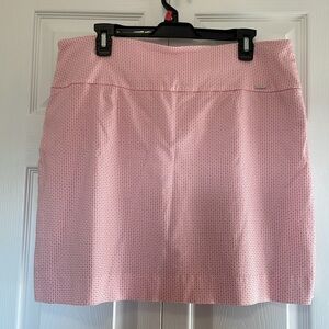 S.C.&CO. Skort Sz XL Coral & white geometric print Lined pockets Stretch Spandex